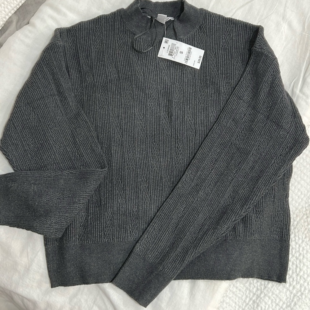 Gray mock neck sweater